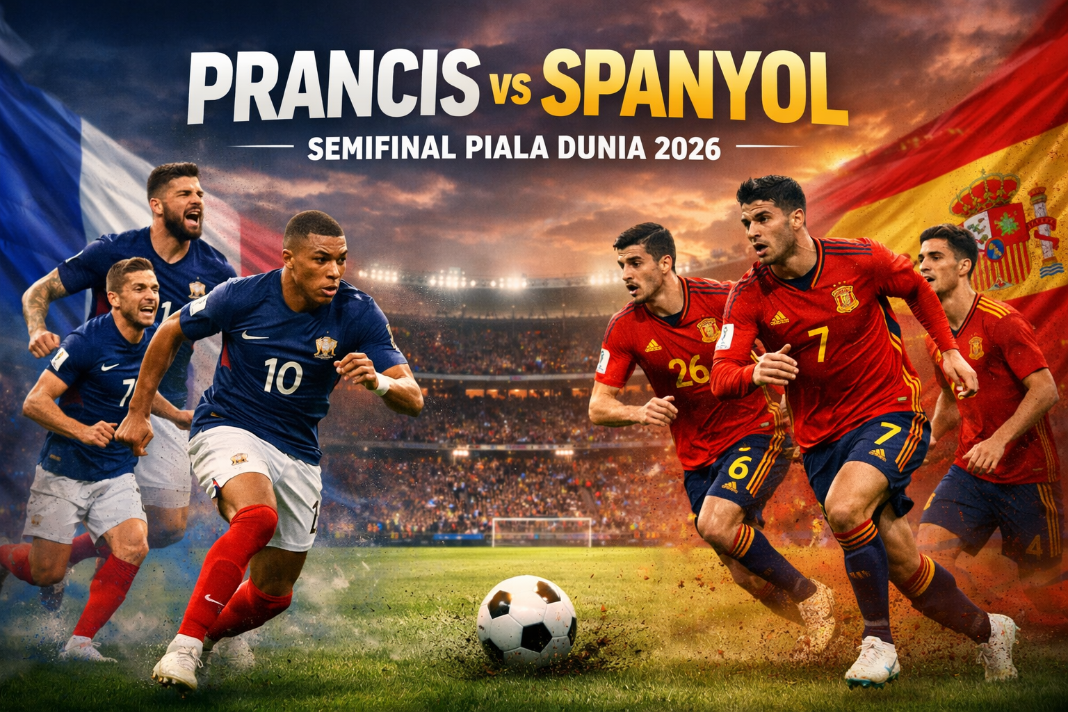 Live Streaming Big Match Prancis vs Spanyol Semifinal Piala Dunia 2026 Dini Hari Ini Pukul 02.00 WIB Hadir Bersama Jalalive